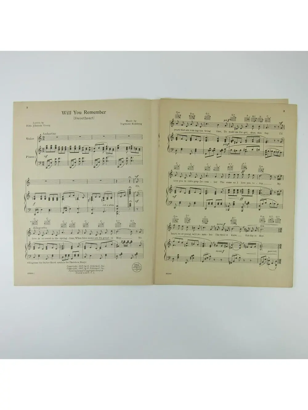 Sheet Music Will You Remember Maytime Jeanette McDonald Nelson Eddy Vintage 1937